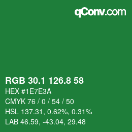 カラーコード: RGB 30.1 126.8 58 | qconv.com