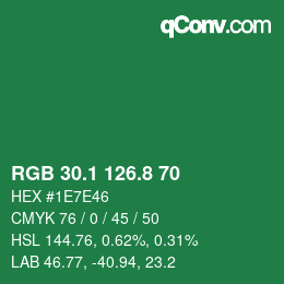 カラーコード: RGB 30.1 126.8 70 | qconv.com