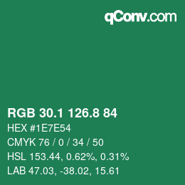 カラーコード: RGB 30.1 126.8 84 | qconv.com