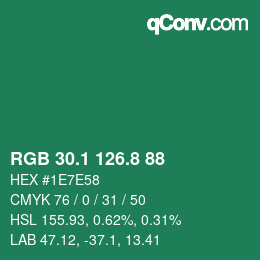 カラーコード: RGB 30.1 126.8 88 | qconv.com