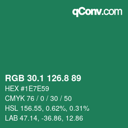 カラーコード: RGB 30.1 126.8 89 | qconv.com