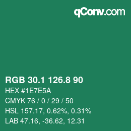 カラーコード: RGB 30.1 126.8 90 | qconv.com