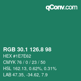 カラーコード: RGB 30.1 126.8 98 | qconv.com