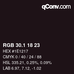 カラーコード: RGB 30.1 18 23 | qconv.com