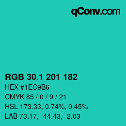 カラーコード: RGB 30.1 201 182 | qconv.com
