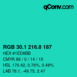 カラーコード: RGB 30.1 216.8 187 | qconv.com