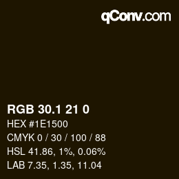 カラーコード: RGB 30.1 21 0 | qconv.com