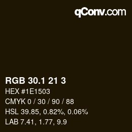 カラーコード: RGB 30.1 21 3 | qconv.com