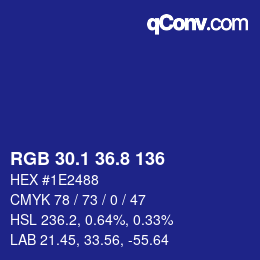 カラーコード: RGB 30.1 36.8 136 | qconv.com