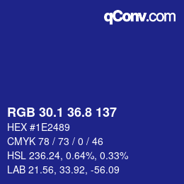 カラーコード: RGB 30.1 36.8 137 | qconv.com
