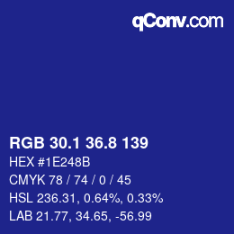 カラーコード: RGB 30.1 36.8 139 | qconv.com