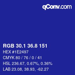 カラーコード: RGB 30.1 36.8 151 | qconv.com