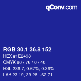 カラーコード: RGB 30.1 36.8 152 | qconv.com