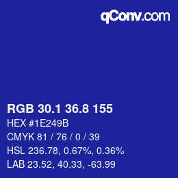 カラーコード: RGB 30.1 36.8 155 | qconv.com