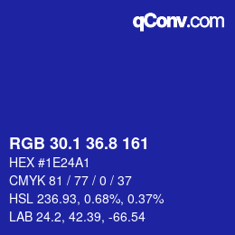 カラーコード: RGB 30.1 36.8 161 | qconv.com