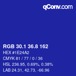 カラーコード: RGB 30.1 36.8 162 | qconv.com