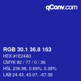 カラーコード: RGB 30.1 36.8 163 | qconv.com