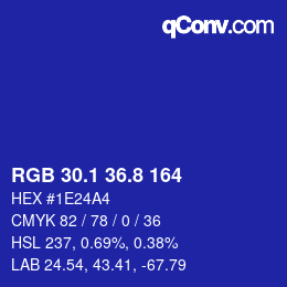 カラーコード: RGB 30.1 36.8 164 | qconv.com