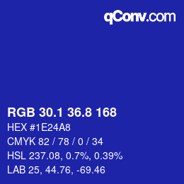 カラーコード: RGB 30.1 36.8 168 | qconv.com