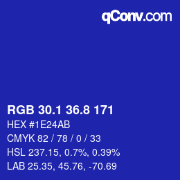 カラーコード: RGB 30.1 36.8 171 | qconv.com