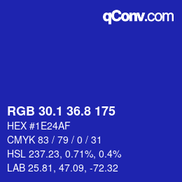 カラーコード: RGB 30.1 36.8 175 | qconv.com