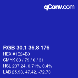 カラーコード: RGB 30.1 36.8 176 | qconv.com