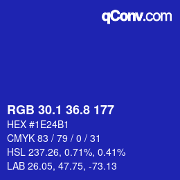 カラーコード: RGB 30.1 36.8 177 | qconv.com