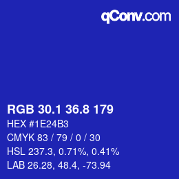 カラーコード: RGB 30.1 36.8 179 | qconv.com