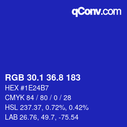 カラーコード: RGB 30.1 36.8 183 | qconv.com