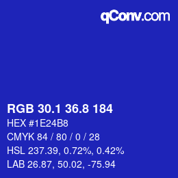 カラーコード: RGB 30.1 36.8 184 | qconv.com