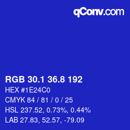 カラーコード: RGB 30.1 36.8 192 | qconv.com