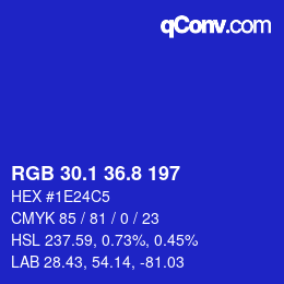 カラーコード: RGB 30.1 36.8 197 | qconv.com