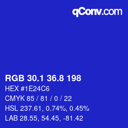 カラーコード: RGB 30.1 36.8 198 | qconv.com