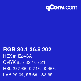 カラーコード: RGB 30.1 36.8 202 | qconv.com