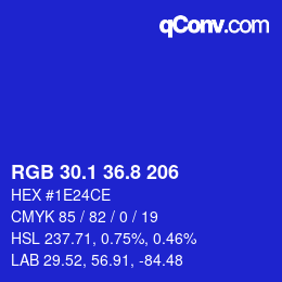 カラーコード: RGB 30.1 36.8 206 | qconv.com