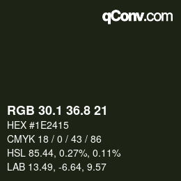 Color code: RGB 30.1 36.8 21 | qconv.com
