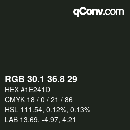 カラーコード: RGB 30.1 36.8 29 | qconv.com