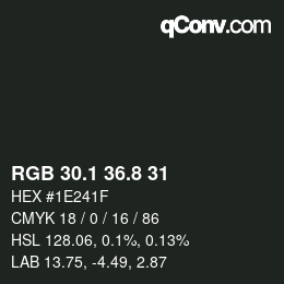 Color code: RGB 30.1 36.8 31 | qconv.com