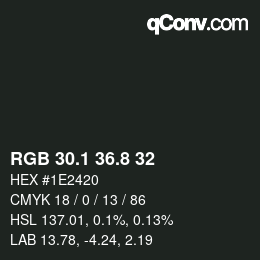 Color code: RGB 30.1 36.8 32 | qconv.com