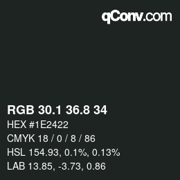 Color code: RGB 30.1 36.8 34 | qconv.com