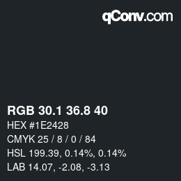 Color code: RGB 30.1 36.8 40 | qconv.com