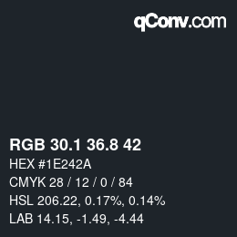 Color code: RGB 30.1 36.8 42 | qconv.com