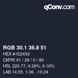 Color code: RGB 30.1 36.8 51 | qconv.com