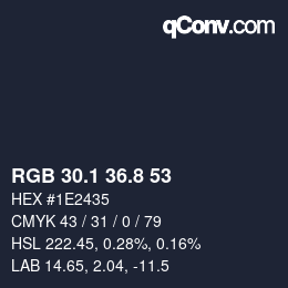 Color code: RGB 30.1 36.8 53 | qconv.com