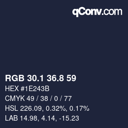 Color code: RGB 30.1 36.8 59 | qconv.com