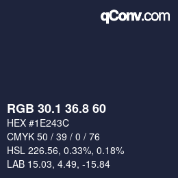 Color code: RGB 30.1 36.8 60 | qconv.com