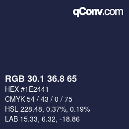 Color code: RGB 30.1 36.8 65 | qconv.com