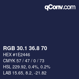 Color code: RGB 30.1 36.8 70 | qconv.com