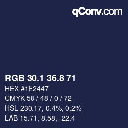 Color code: RGB 30.1 36.8 71 | qconv.com