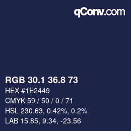 Color code: RGB 30.1 36.8 73 | qconv.com